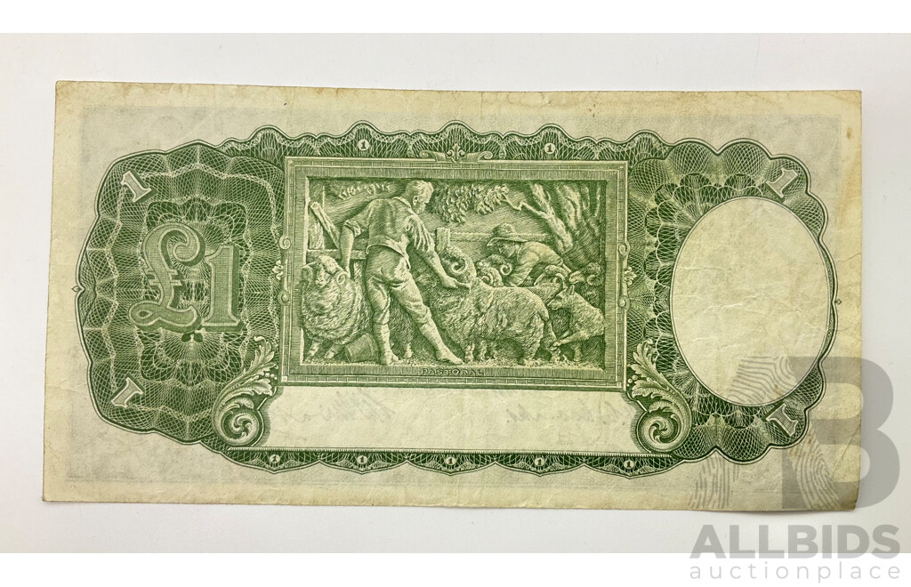 Australian 1949 Coombs Watt R31 One pound note I56 011147.