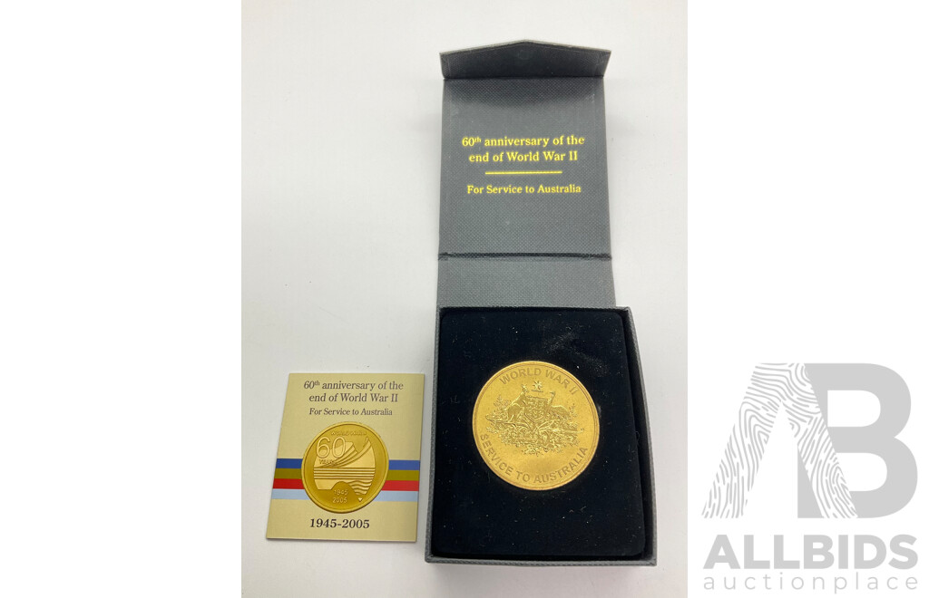 Australian 2005 60 Years End WW2 Service to Australia Medallion.