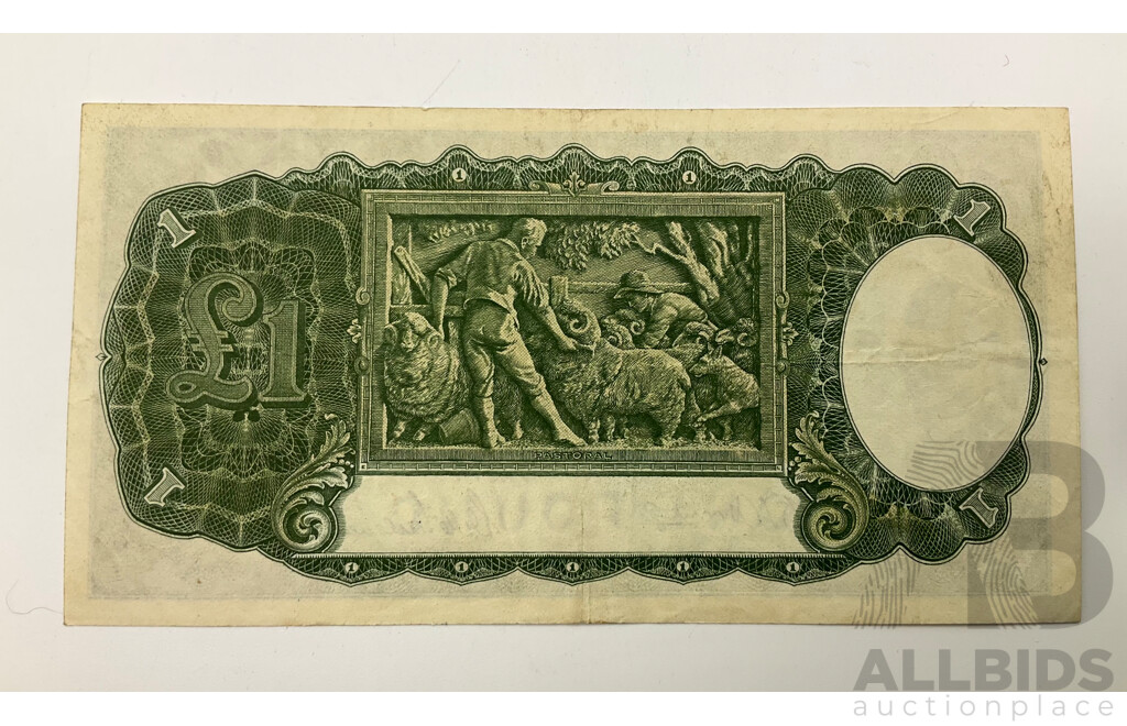 Australian 1942 Armitage McFarlane R30 One Pound Note J39 595106.