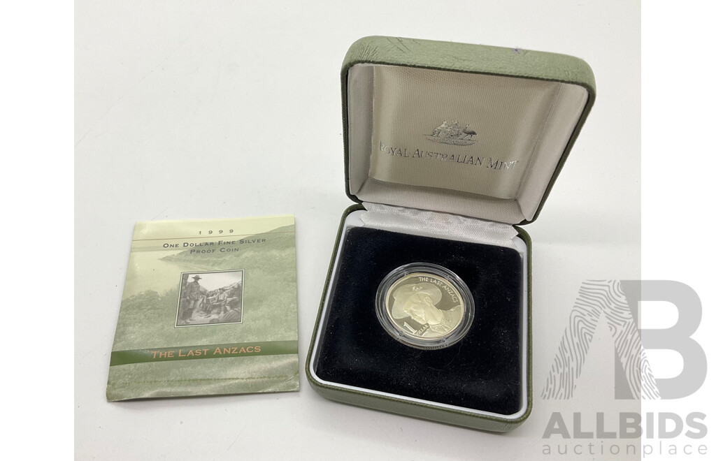 Australian RAM 1999 Last ANZACs Proof Silver $1 Coin.