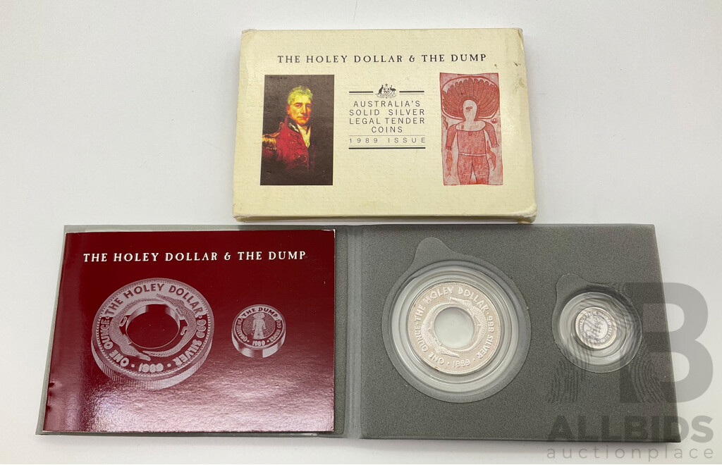 Australian Perth 1989 Mint Holey Dollar & Dump Fine Silver Coin Set.