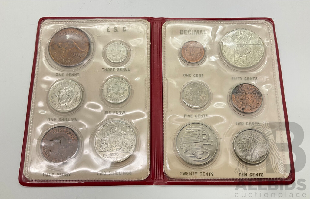 Australian 1966 Full Sets of Last Pre Decimal and First Decimal Coins.