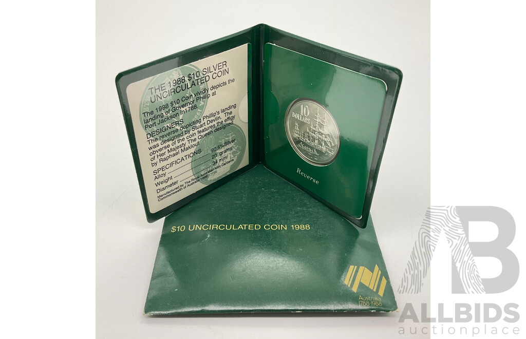 Australian 1988 Bi Centennial 20 Gram Silver $10 Coin.