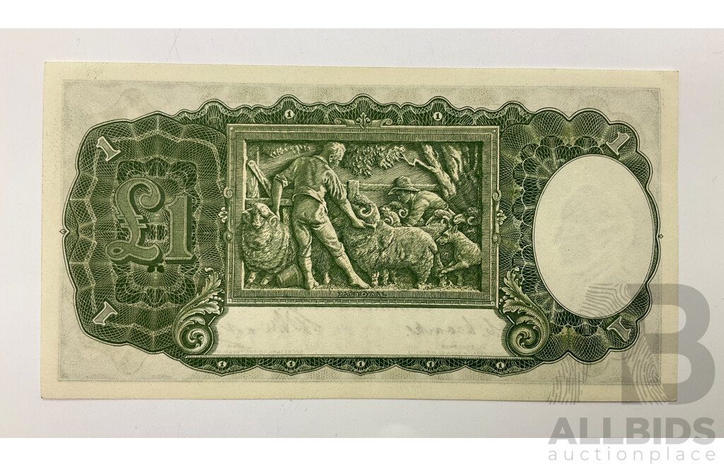Australian 1949 Coombs Watt R31 One Pound Note.