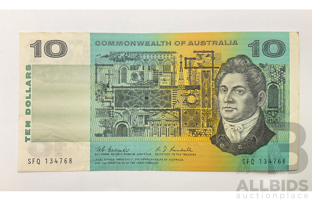 Australian 1967 Coombs Randall R302 $10 Note SFQ 134768.