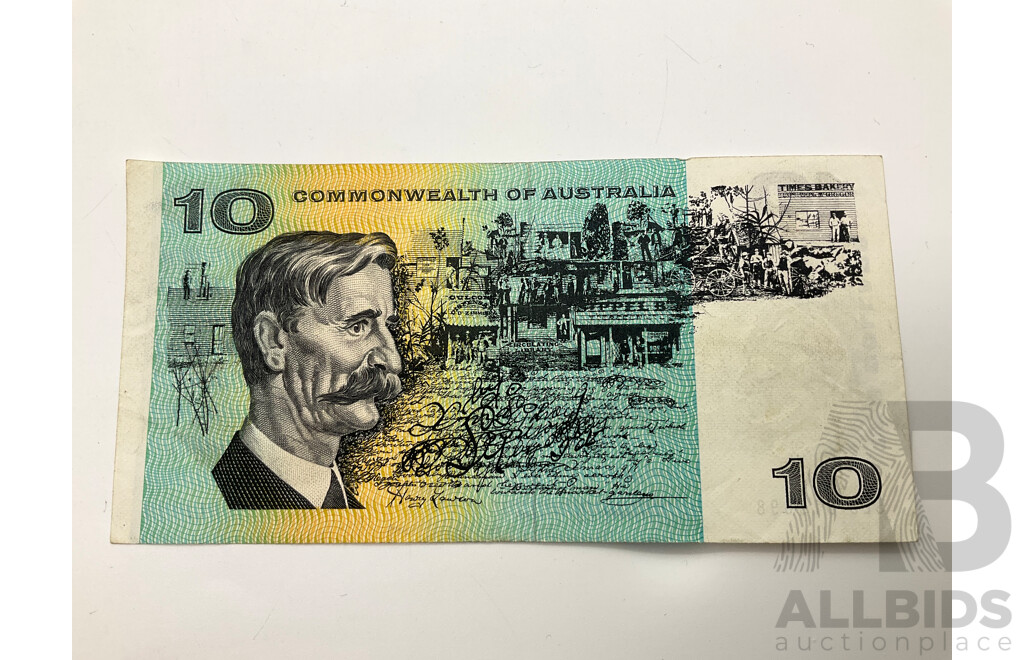 Australian 1968 Phillips Randall R303 $10 Note ,SLJ 019698.