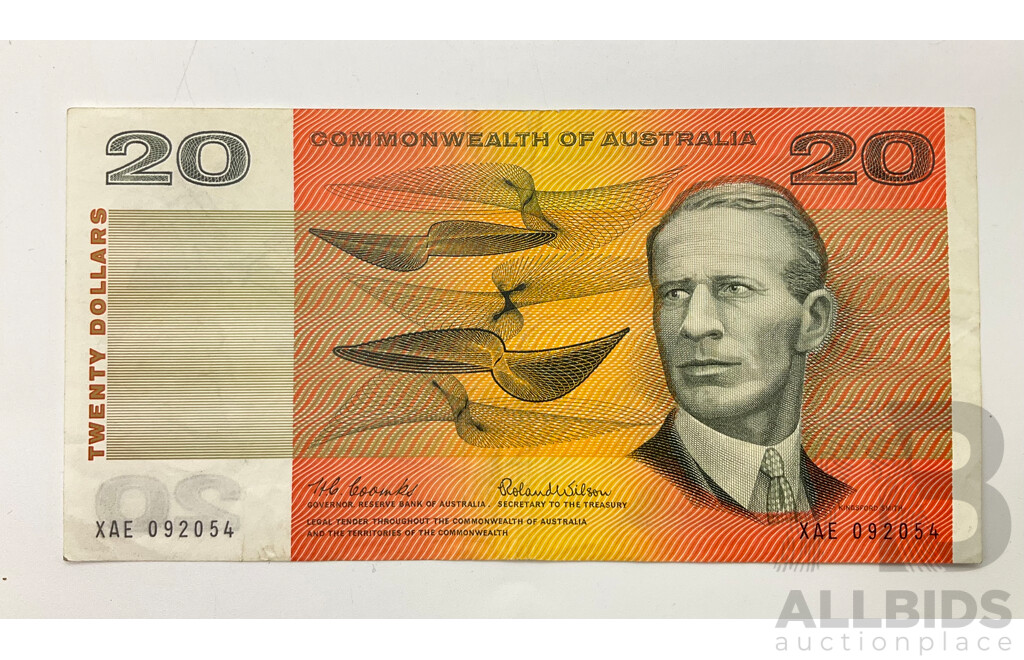 Australian 1966 Coombs Wilson R401 $20 Note, XAE 092054