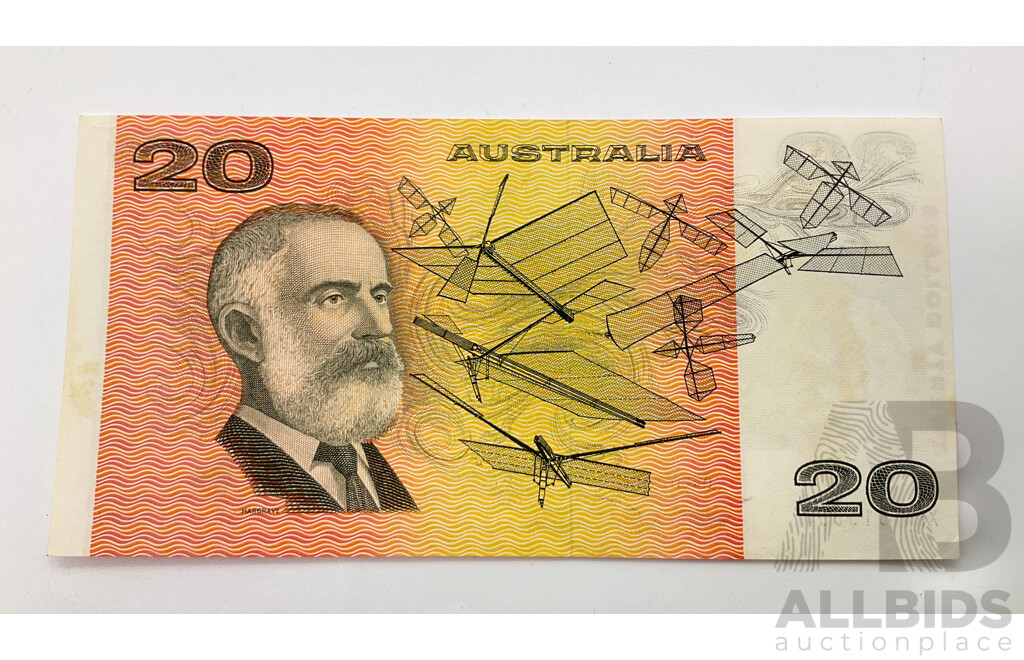 Australian 1976 Knight Wheeler R406a $20 Note XRV515557.