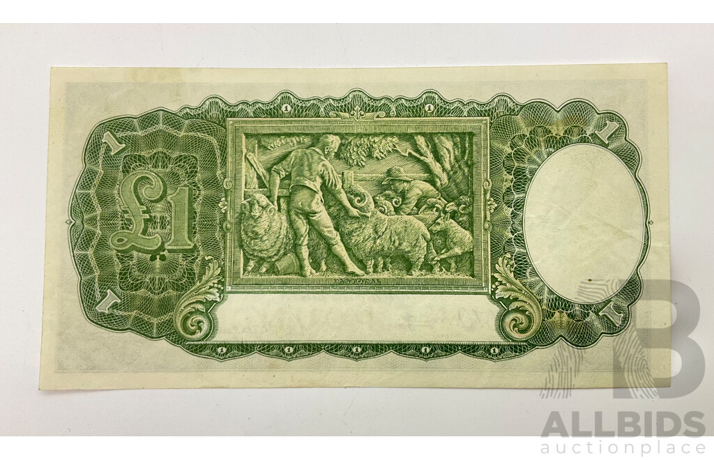 Australian 1942 Armitage McFarlane R30 One Pound Note, K10 279906.