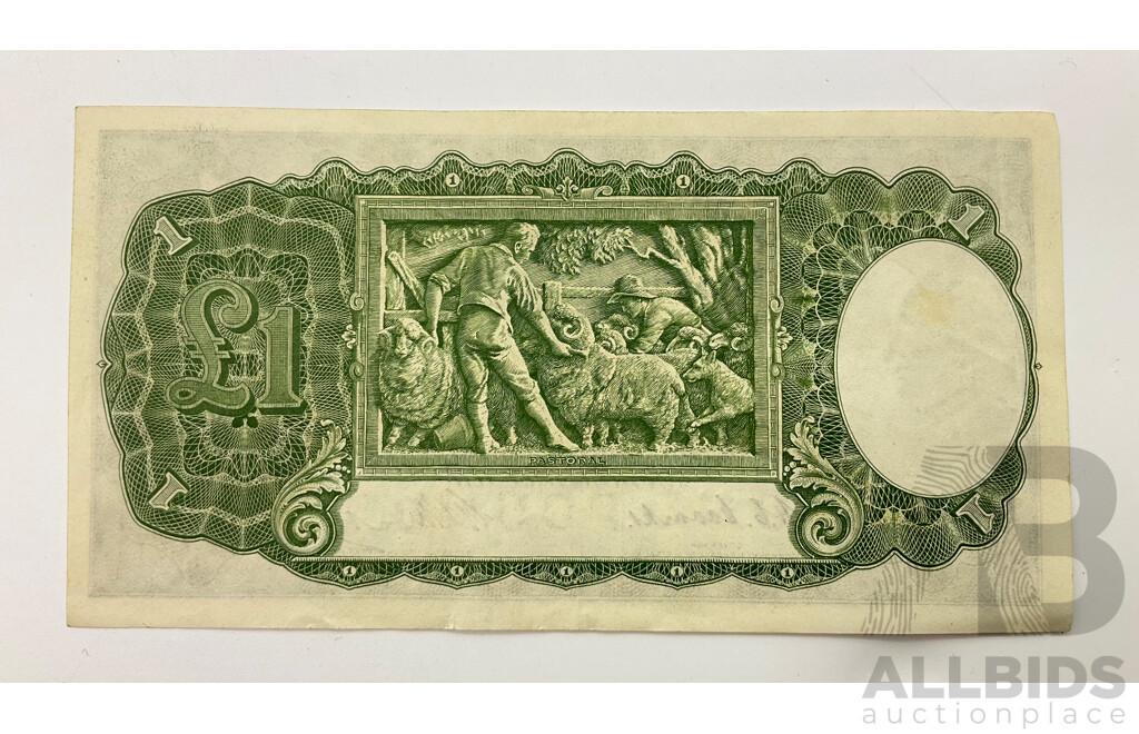 Australian 1949 Coombs Watt R31 One Pound Note, W41 162026