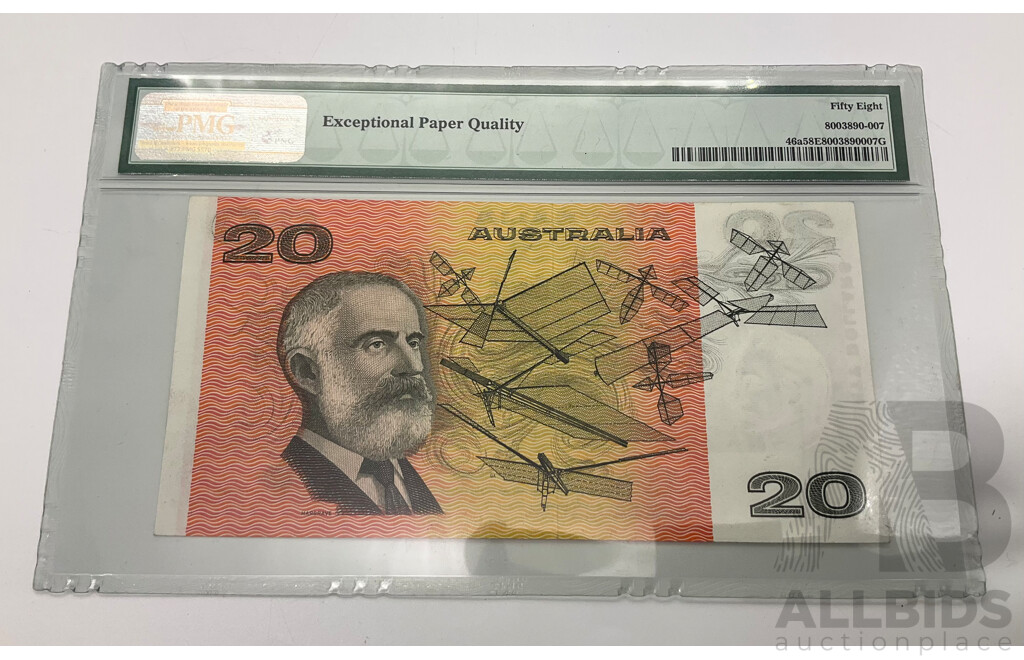 Australian 1974 Phillips Wheeler $20 R46a Note.Graded Choice A/UNC, XJC 286221