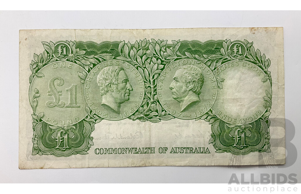 Australian 1954 Coombs Wilson R34S One Pound STAR Note , HC97 17321