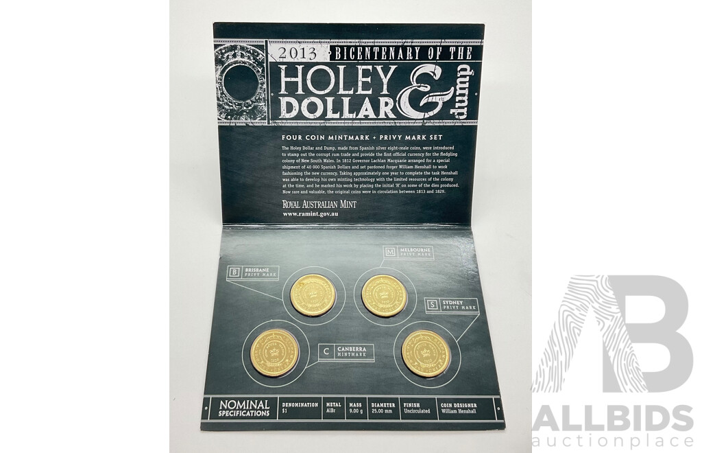 Australian 2013 Holey Dollar & Dump 4 $1 Coin Set