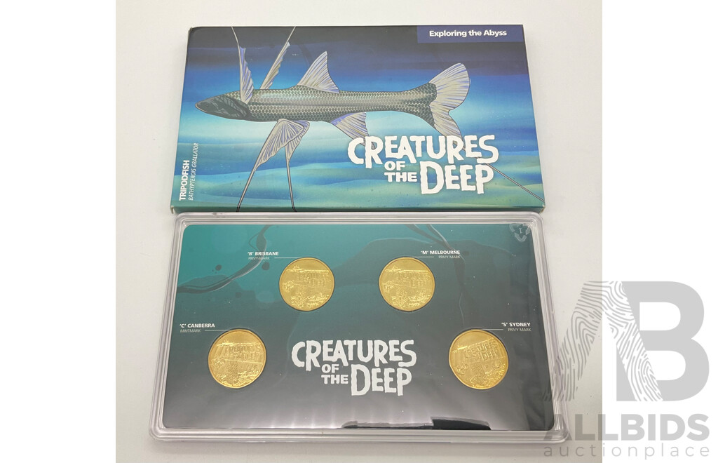 Australian RAM 2023 Mintmark, Four $1 Coins Creatures of the Deep. Tripodfish.