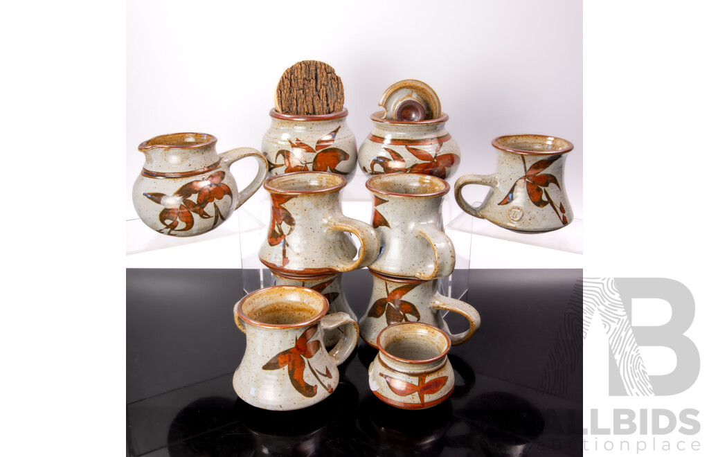 Set Ten Pieces Hand Made Australian Studio Pottery by Narooma Potter Sibella