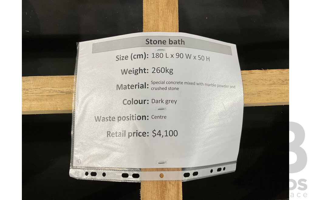 Dark Grey Stone Bath (1800Lx900Wx500H) - ORP $4,100.00