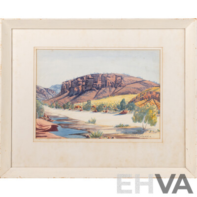 Adolf Inkamala (20th Century, Australian, 1914-1960), The Amphitheatre, Central Australia, (1959), Watercolour, 45 x 55 cm (frame)