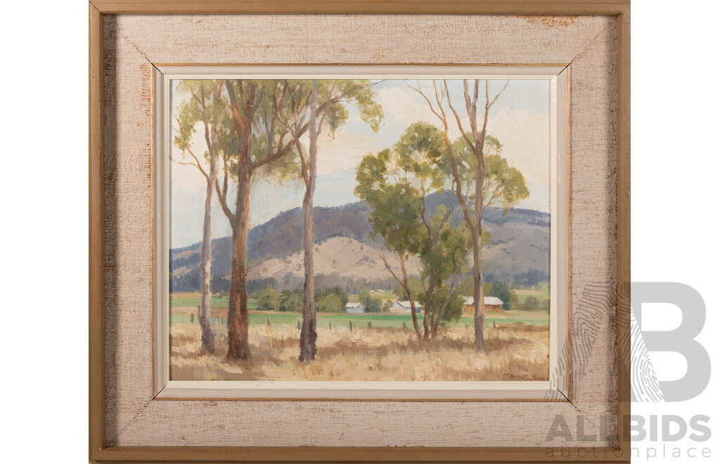 Henry Aloysius Hanke, (20th Century, Australian, 1901-1989), Tobacco Farm, Ovens Valley, Vic, (1969), Oil on Canvas, 58 x 68 cm (frame)