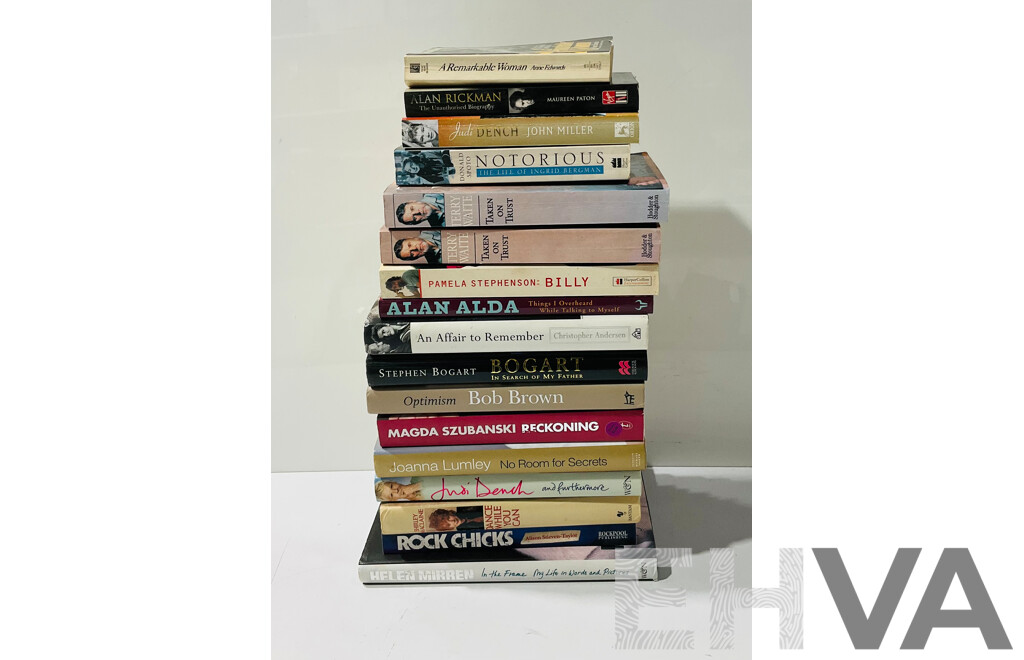 Collection of Soft and Hardcover Books Consisting of Primarily Biographies Including a Remarkable Woman by Anne Edwards, Alan Rickman by Maureen Paton and Many Others