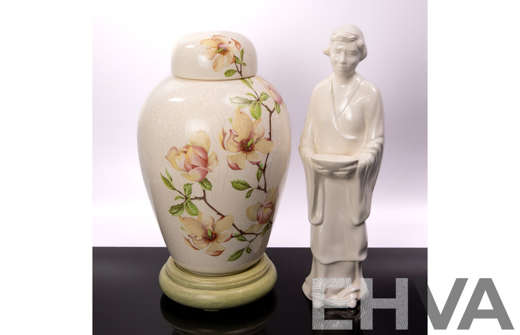 Ceramic Statue by Dianne Smith Along with Faux Chinese Ginger Jar by Beryl Dawkins