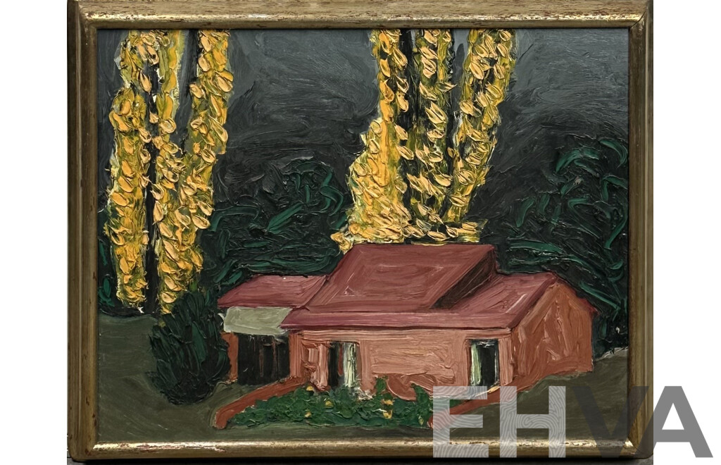 Artist Unknown, (20th Century), House by Trees, Vintage Acrylic on Canvas, 46 x 56 cm (frame)