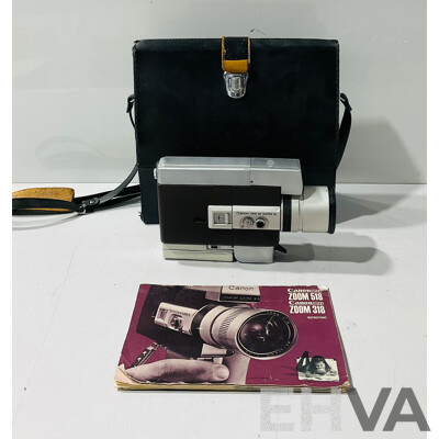 Vintage Canon Super 8 Zoom 318 in Faux Leather Case with Instructions