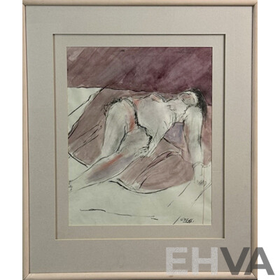 Patricia Goff, (20th Century, British-Australian, 1931-), Ink & Charcoal on Acid Free Paper, 86.5 x 74.5 cm (frame)