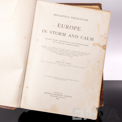 Descriptive Portraiture of Europe in Storm & Calm, Edward King, Peoples Publishing Co, 1886, Hardcover