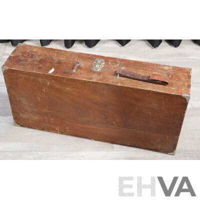 Vintage Wooden Tool Trunk with Selection Tools Including Swedish Chisels, Stanley Planes Including Number 7 and More
