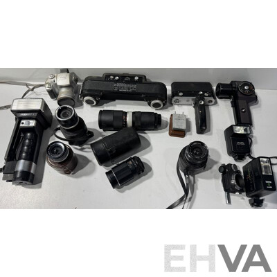 Collection Vintage Photography Lenses, Camera Parts, Asahi Spotmeter and More