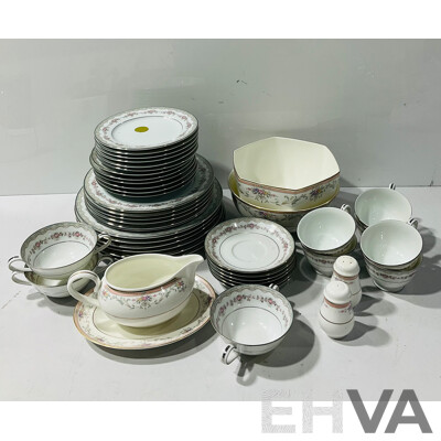 Retro Noritake Porcelain Dinner Service in Glenwood Pattern