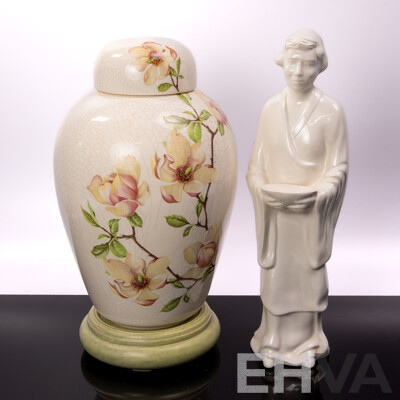 Ceramic Statue by Dianne Smith Along with Faux Chinese Ginger Jar by Beryl Dawkins