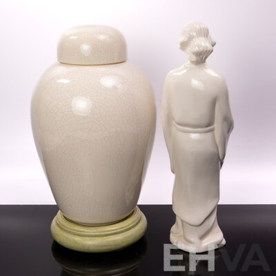Ceramic Statue by Dianne Smith Along with Faux Chinese Ginger Jar by Beryl Dawkins