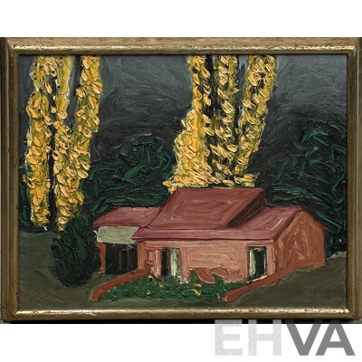 Artist Unknown, (20th Century), House by Trees, Vintage Acrylic on Canvas, 46 x 56 cm (frame)