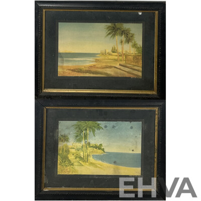 Phillipe G. De Latour, (20th Century, French, ?-), South Sea Stillness & 'Neath Southern Skies, Vintage Colour Prints, South Sea Isles Originals, 47.5 6 x 60.5 cm (frame) (2)