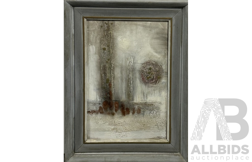 Nigel Thomson, (20th Century, Australian), Neo-Galaxium Interplanetary Landscape No. 3, Mixed Media on Masonite, 39 x 28 cm (frame)