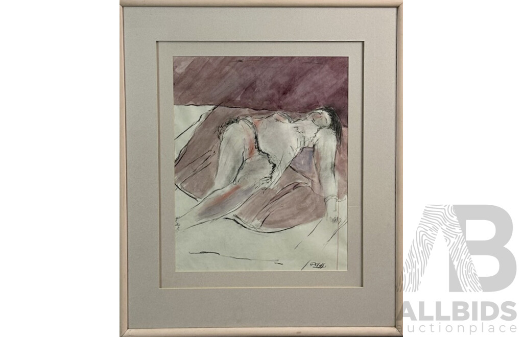 Patricia Goff, (20th Century, British-Australian, 1931-), Ink & Charcoal on Acid Free Paper, 86.5 x 74.5 cm (frame)