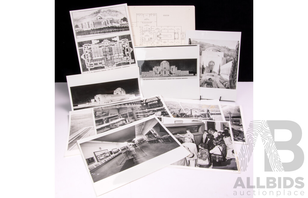 Interesting Collection Photographs of Construction of Australian War Memorial Along with Early Floor Plan