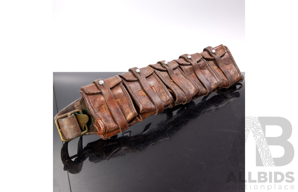 Antique WWI Leather Cross Body Ammunition Belt