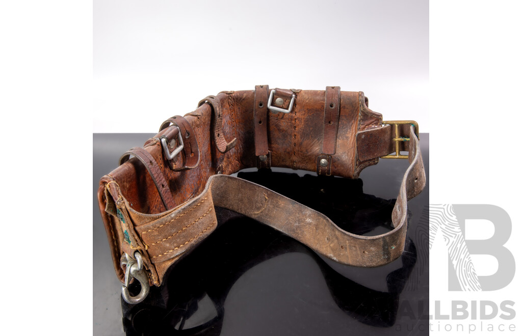 Antique WWI Leather Cross Body Ammunition Belt