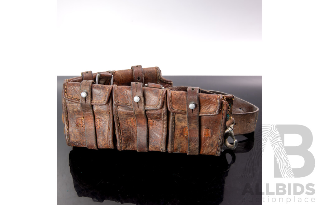 Antique WWI Leather Cross Body Ammunition Belt