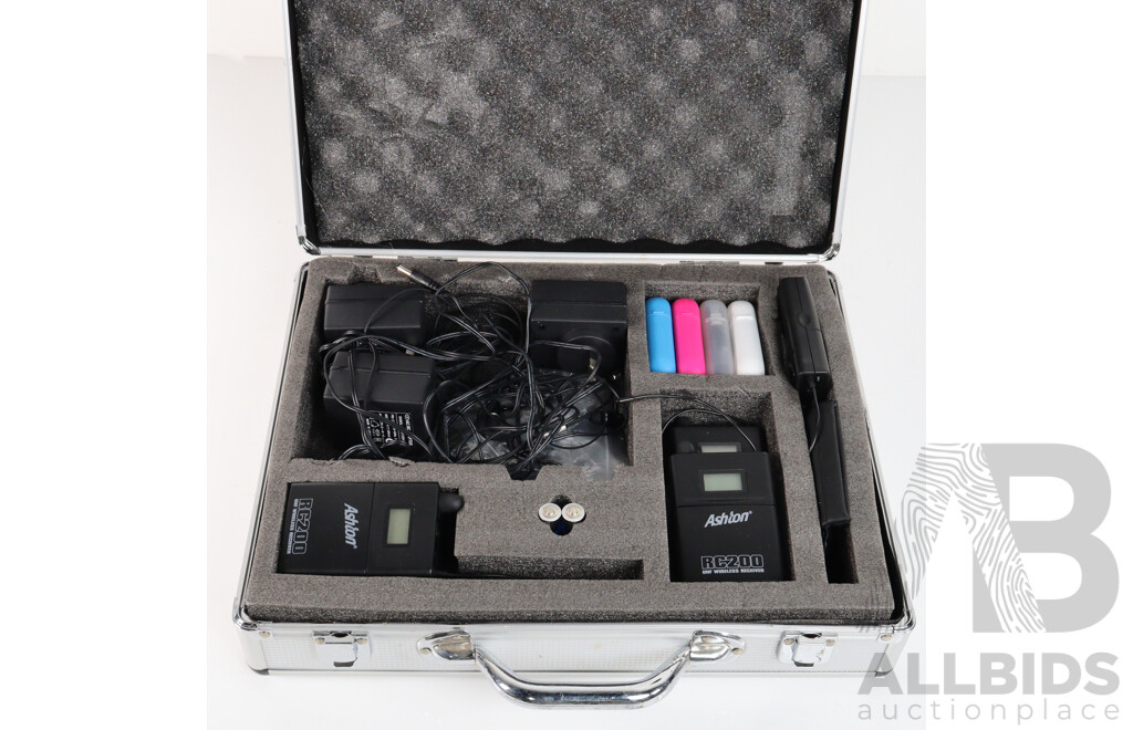 Set Five Ashton RC200 Wireless Receiver Sets, to Suit Ashton IEM Transmitter, in Padded Hard Carry Case