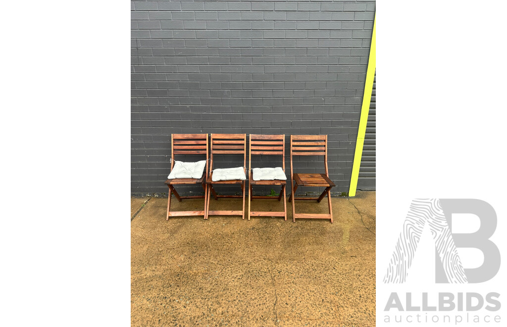 Set of Four Folding Timber Outdoor Chairs