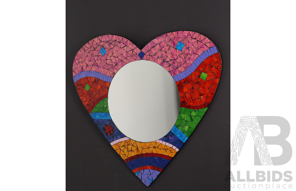 Heart Shaped Mirror with Mosaic Tile Finish