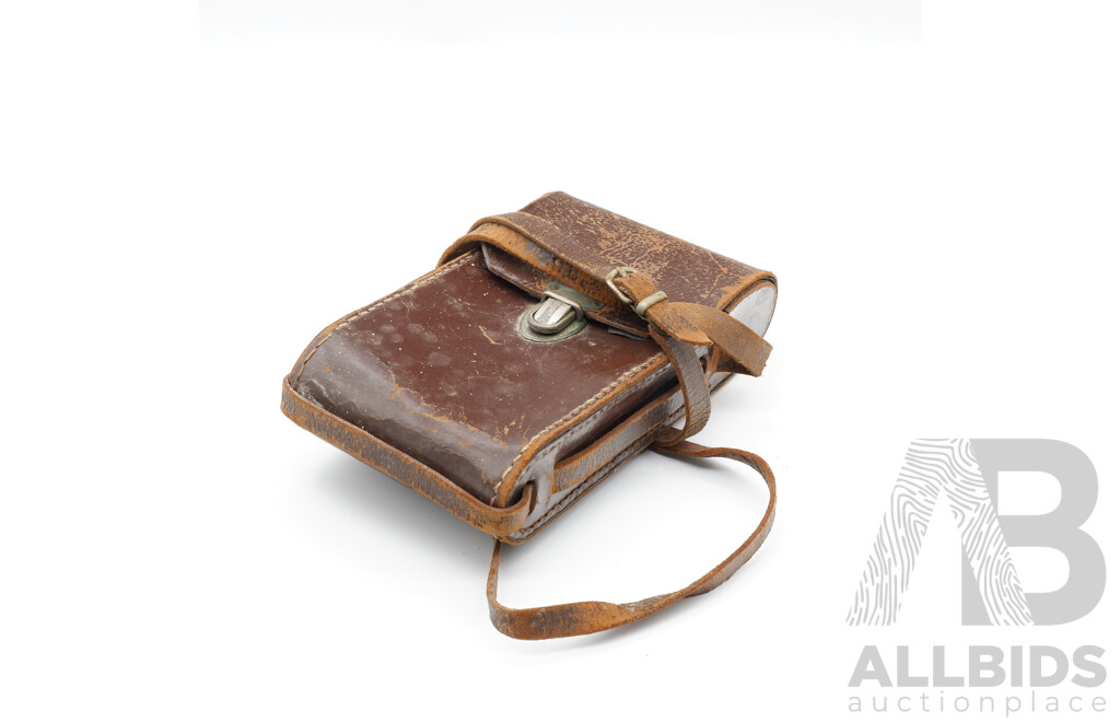Vintage Kodak Instamatic 25 Camera, Brownie Camera, Two Slide Viewers, Leather Camera Case, Sports Binoculars, and a Flash Unit