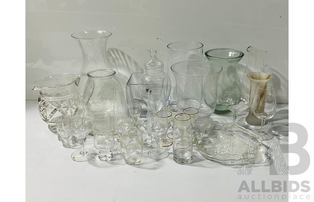 Collection Glass and Stemware Including Vases, Jugs and More