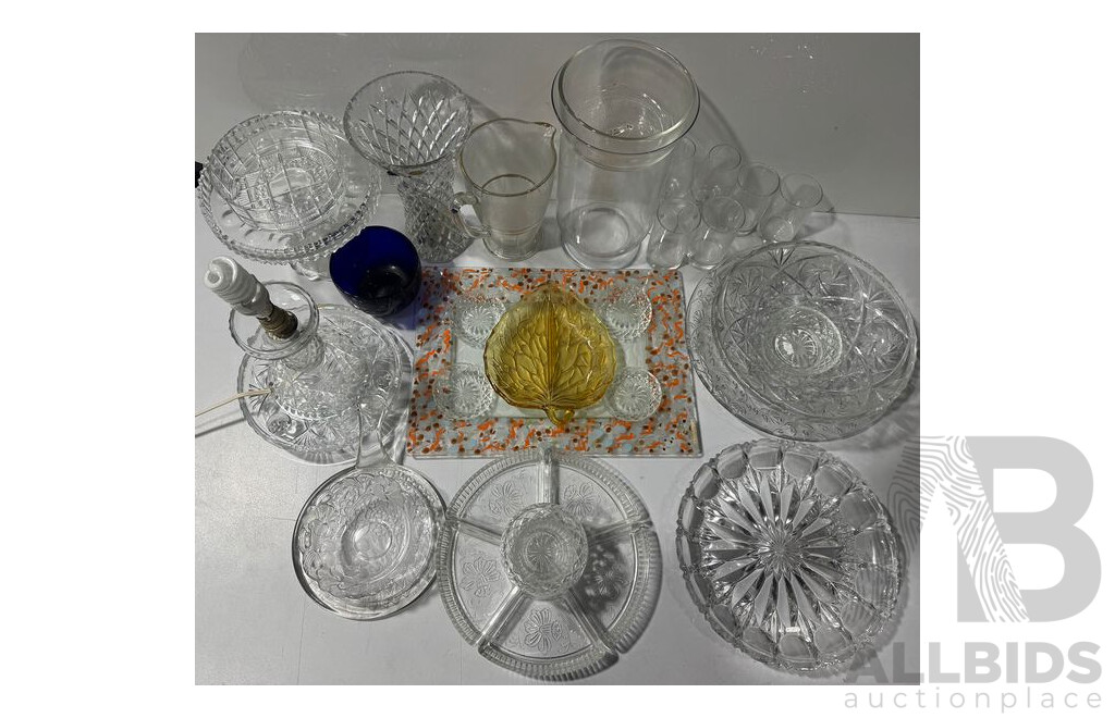 Collection Crystal, Glass and Stemware Including Vases, Jugs, Platters and More