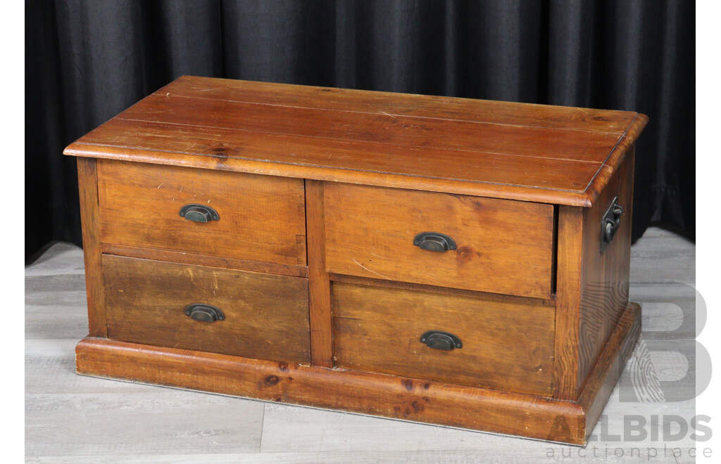 Large Four Drawer Wooden Coffee Table