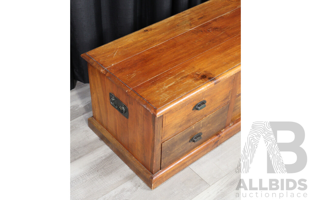 Large Four Drawer Wooden Coffee Table