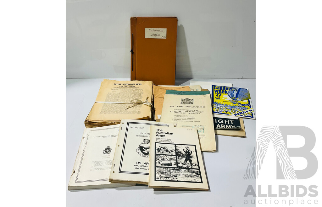 Collection Ex Australian War Memorial Cancelled Publications Including Multiple Copies AIF CAble Service March 14 1919 and More
